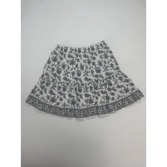 Max Studio Floral Above Knee Mini Skirt Tiered Casual Women's Size S White Blue - Picture 6 of 12